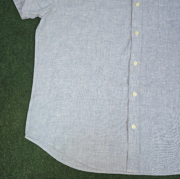 J. Crew | Slim Fit Short-Sleeve Baird McNutt Irish-Linen Blend Mens Casual Shirt - Picture 11 of 15